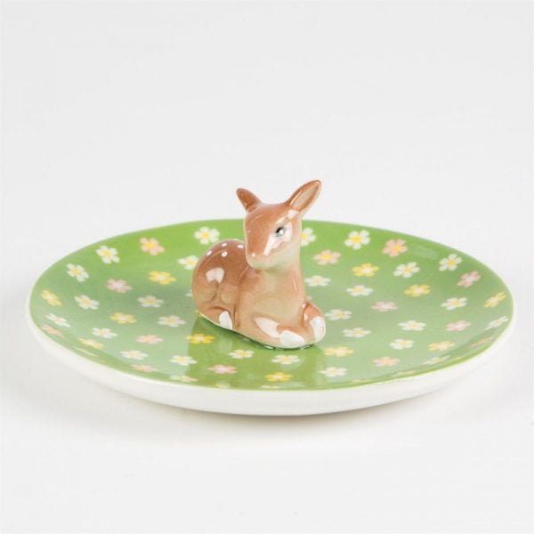 sass and belle woodland floral fawn trinket dish