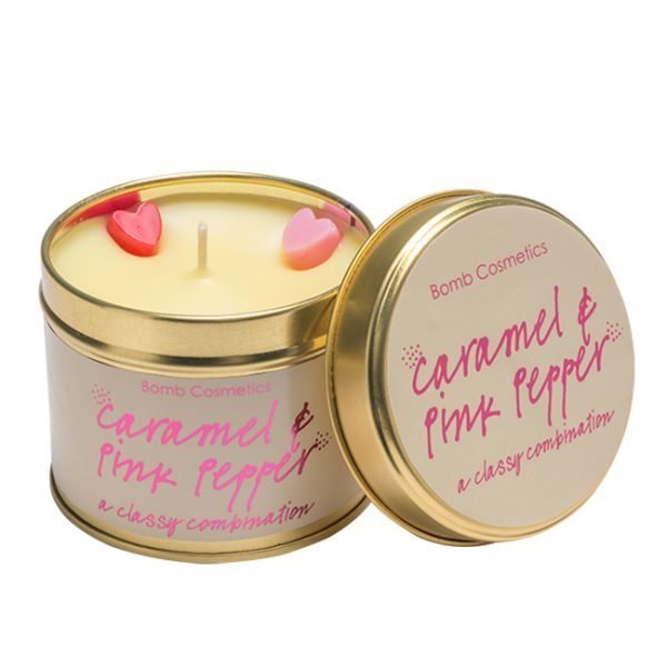 Caramel and Pink Pepper Tinned Candle - Bomb Cosmetics