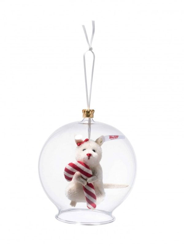 Steiff Limited Edition Christmas Candy Cane Mouse in Bauble Ornament - EAN 006296