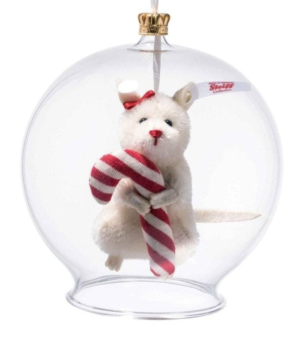 Steiff Limited Edition Christmas Candy Cane Mouse in Bauble Ornament - EAN 006296