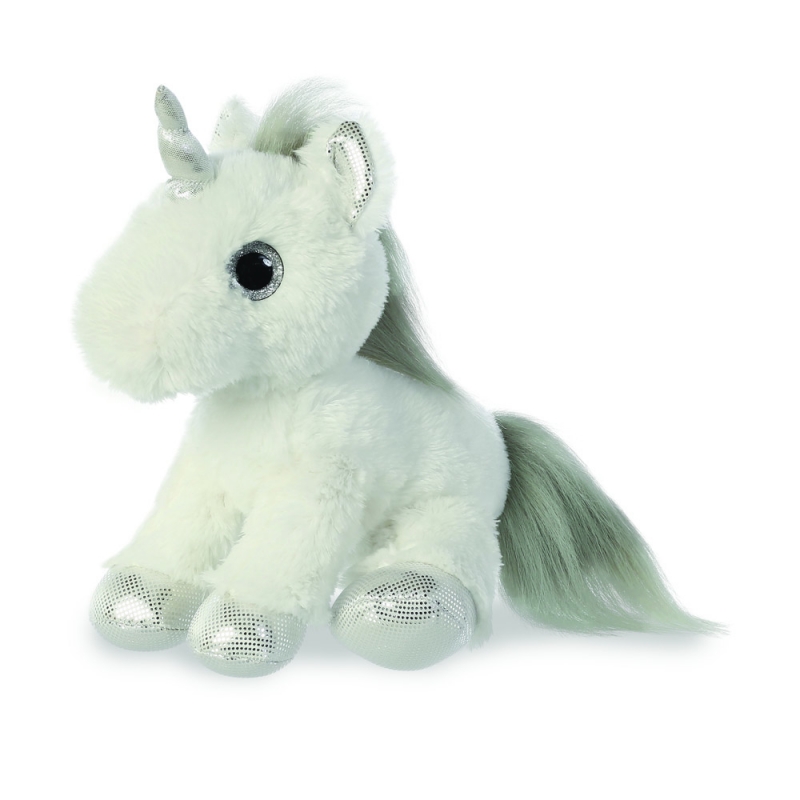12" Aurora World Sparkle Tales Silver Unicorn Plush Toy 