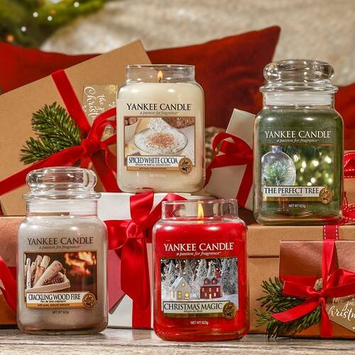 Yankee Candle Teelichthalter „The Perfect Christmas“ – Keramik, Weiß Mit Gold, 8,8 X 8,8 X 23 Cm