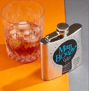 Man Booze Hip Flask, Boxed - The Bright Side