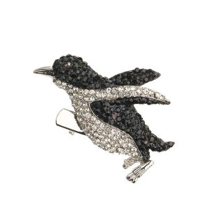 Rosie Fox Crystal Penguin Brooch and Hair Clip