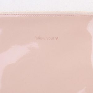 Caroline Gardner 'Follow Your Heart' Pink Nude Patent Slogan Pouch Bag