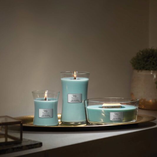 Java Candle WoodWick Blue Java Banana Large Hourglass Candle, 604g - Design 24 Gifts