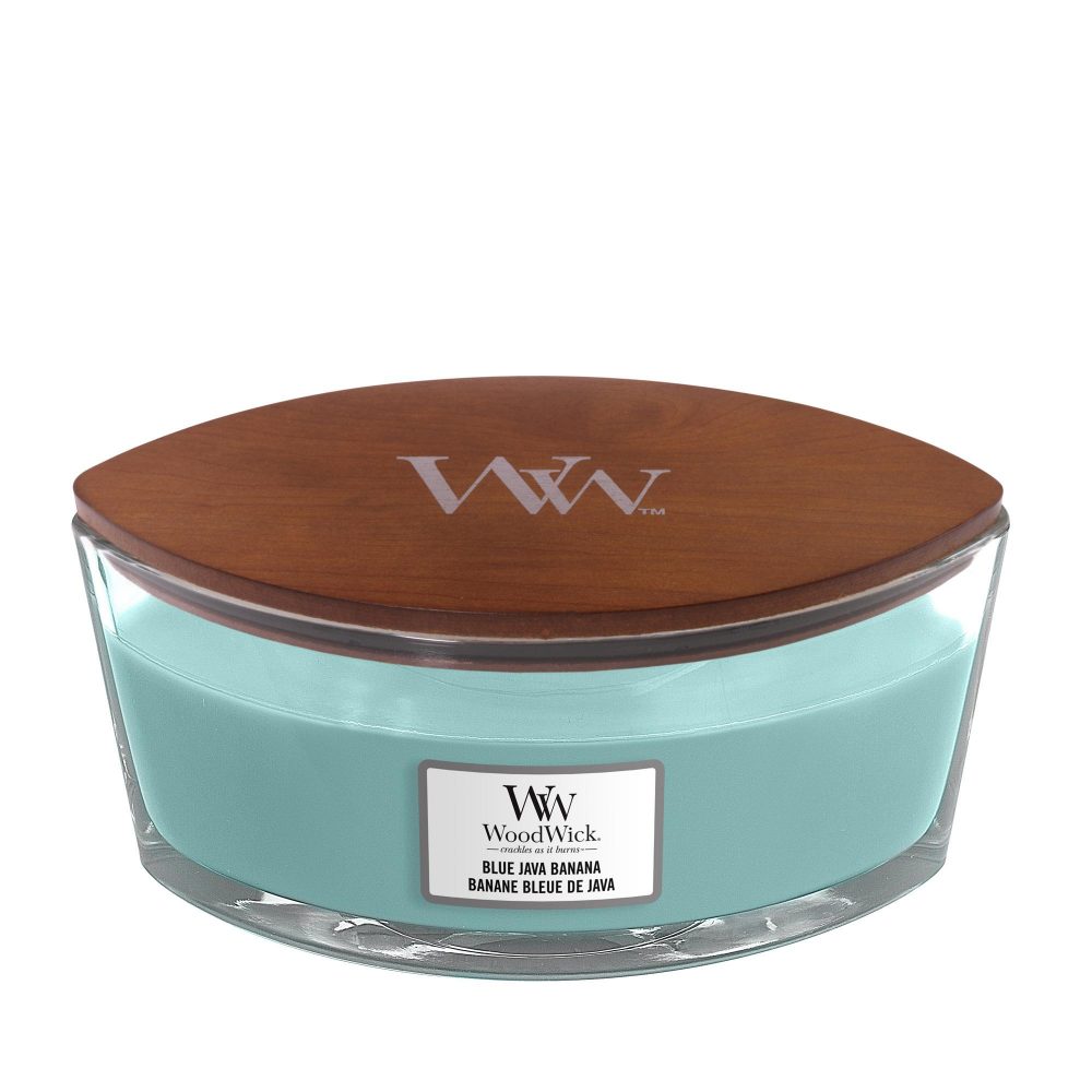 Java Candle WoodWick HearthWick Blue Java Banana Ellipse Candle, 453g - Design 24 Gifts