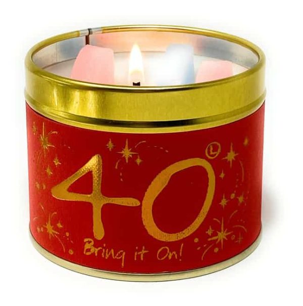 Lily-Flame Happy Birthday 40th Scented Candle Tin