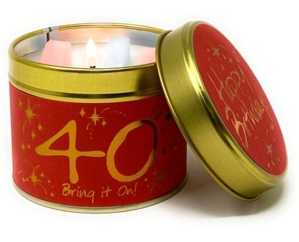 Lily-Flame Happy Birthday 40th Scented Candle Tin
