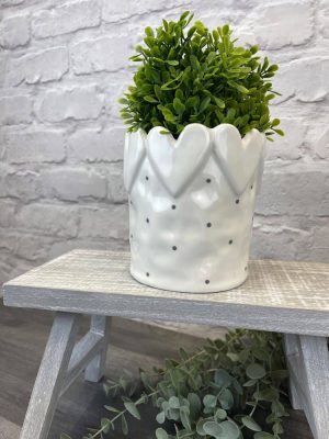 Embossed Heart Plant Pot with Spots - Langs