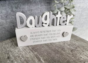 Daughter Cut Out Block Decoration