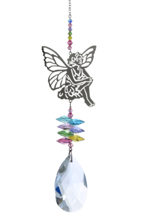 Large Crystal Fantasy Confetti Sitting Fairy Hanging Swarovski Suncatcher