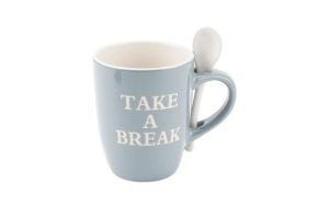 'Take A Break' Teal Mug and Spoon Set - CGB Giftware