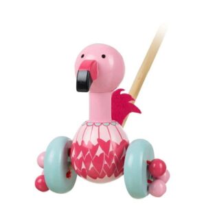 Flamingo Push Along Wooden Toy - Orange Tree Toys