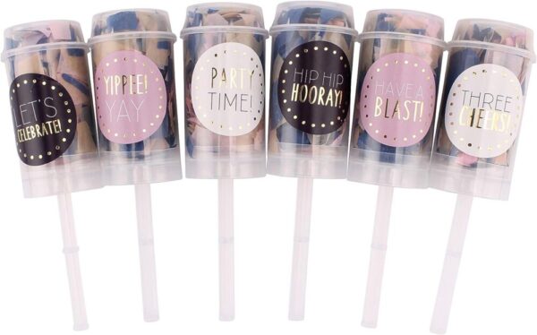'You'll Do' Set of 6 Glitter Confetti Push Pops for Celebrations