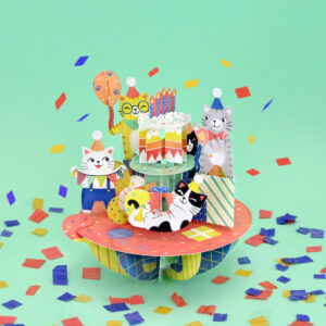 Santoro Birthday Cats Pirouettes 3D Pop-Up Card - Greetings and Birthday Card