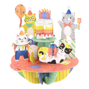 Santoro Birthday Cats Pirouettes 3D Pop-Up Card - Greetings and Birthday Card