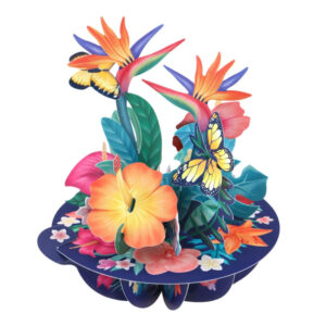 Santoro Tropical Flowers Butterfly Pirouettes 3D Pop-Up Card - Greetings and Birthday Card