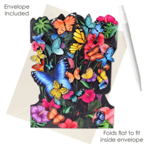 Santoro Tropical Butterflies 3D Pop-Up Swing Card - Greetings and Birthday Card
