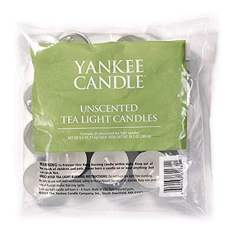 Yankee Candle Bag of 25 Unscented Tea Lights