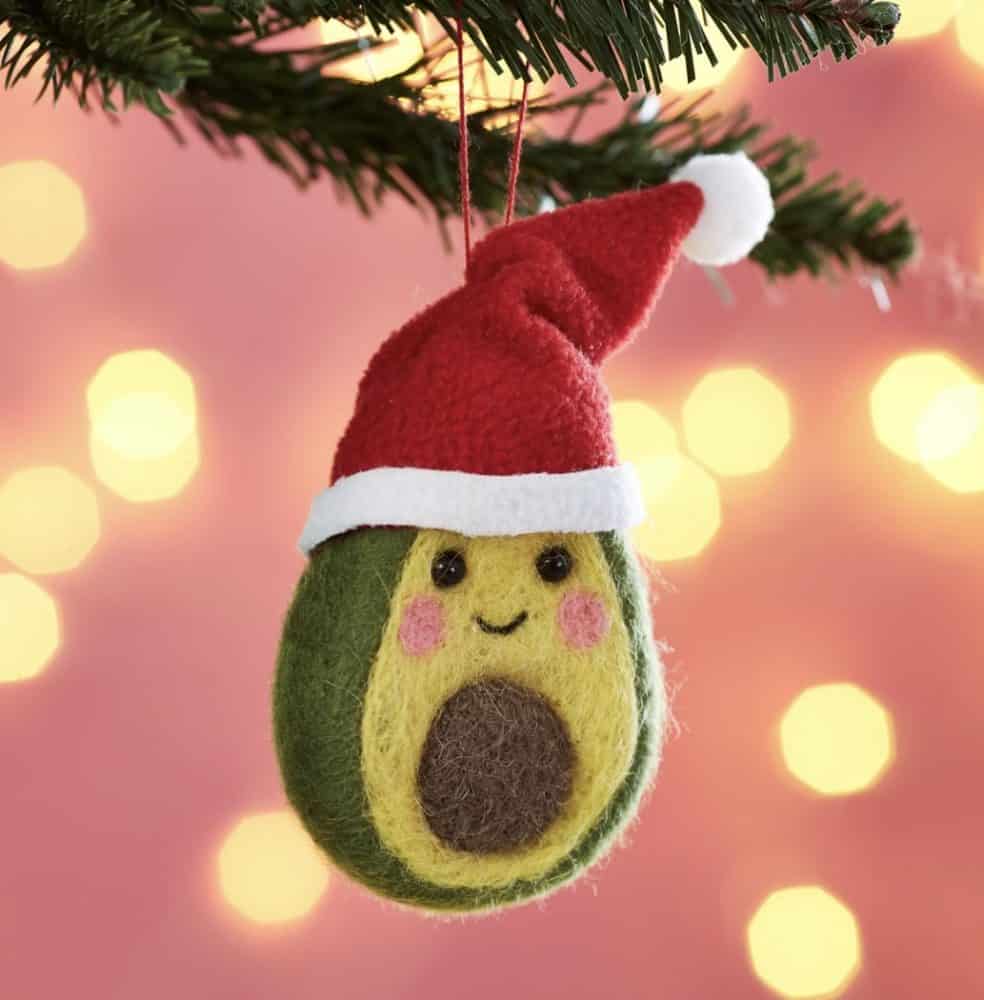 Happy Festive Avocado Felt Hanging Decoration