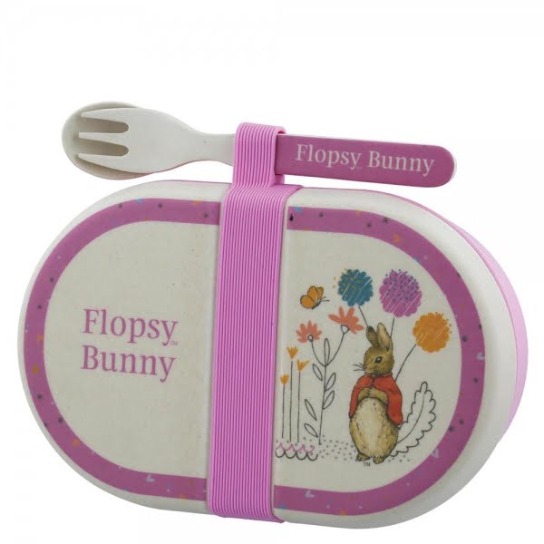 Flopsy Bunny Organic Bamboo Snack Box with Cutlery Set - Beatrix Potter