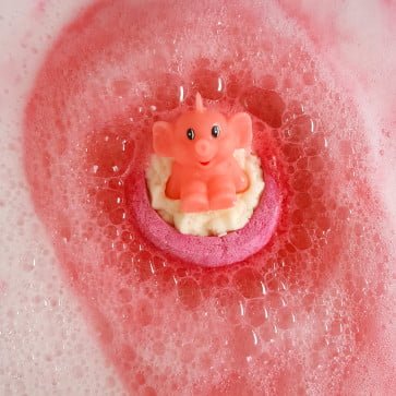 Pink Elephants & Lemonade Bath Bomb with Elephant Toy, 160g - Bomb Cosmetics - Image 2