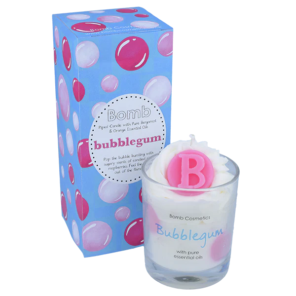 Bubblegum Piped Glass Candle - Bomb Cosmetics