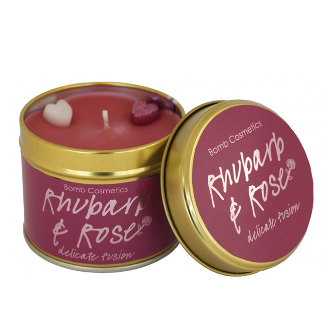 Rhubarb & Rose Tinned Candle - Bomb Cosmetics