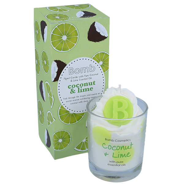 Lime & Coconut Piped Candle - Bomb Cosmetics