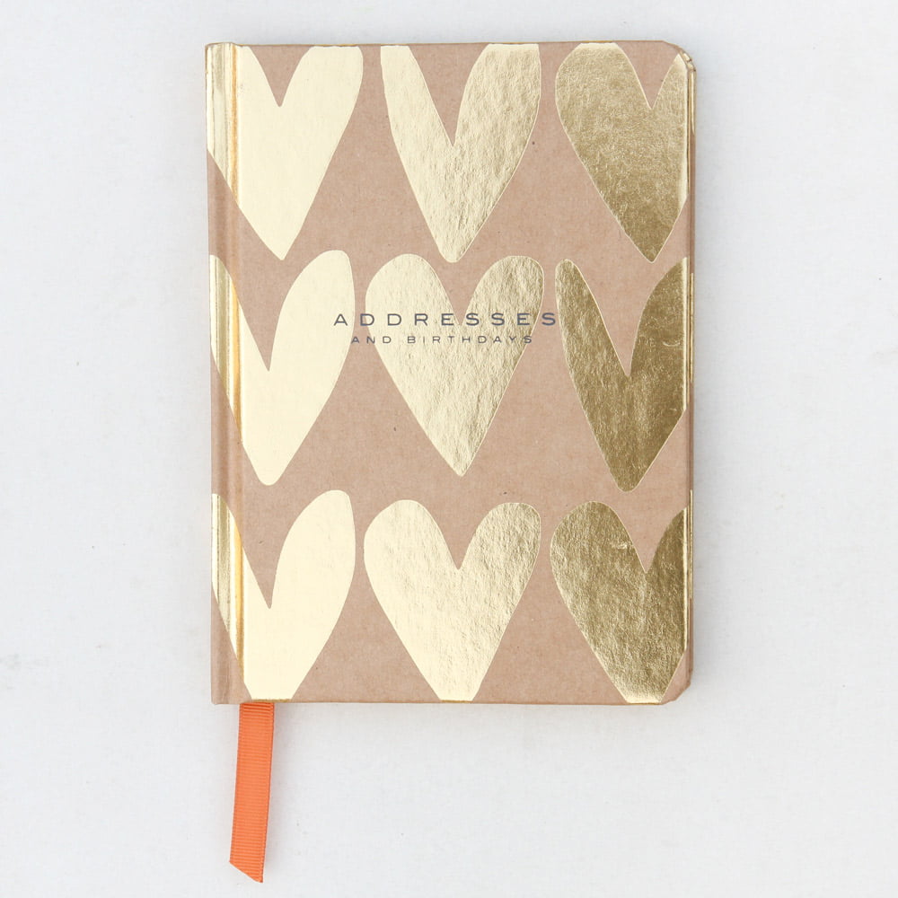 Gold Kraft Hearts Address & Birthday Book - Caroline Gardner
