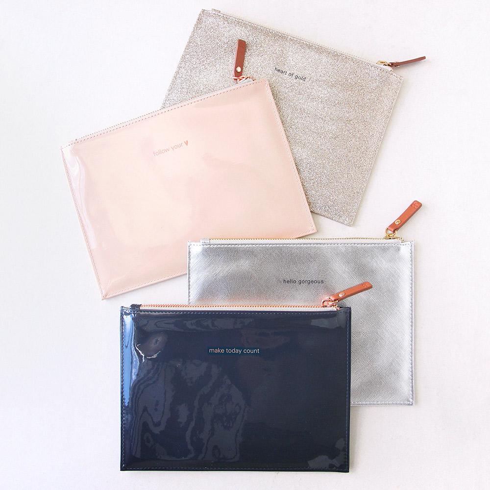 Caroline Gardner 'Follow Your Heart' Pink Nude Patent Pouch Bag - Image 3