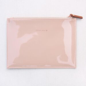 Caroline Gardner 'Follow Your Heart' Pink Nude Patent Pouch Bag