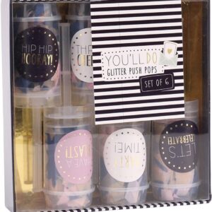 'You'll Do' Set of 6 Glitter Confetti Push Pops for Celebrations - CGB Giftware