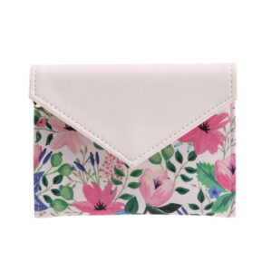 Painted and Pressed Floral White and Pink Purse
