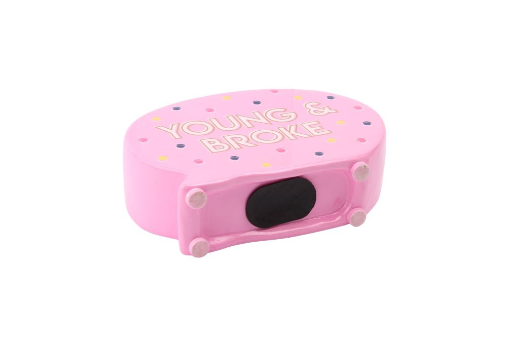 'Young and Broke' Ceramic Speech Bubble Shaped Money Bank - Sweet Tooth - CGB Giftware - Image 2