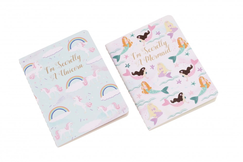 Set of 2 Mermaid and Unicorn A6 Notebooks - Cloud Nine