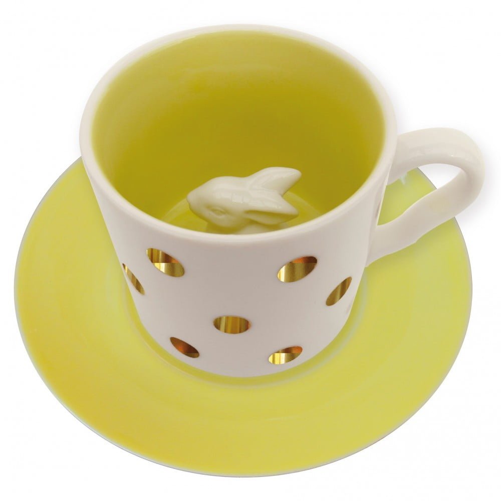 Spotty Bunny Rabbit Cup and Saucer - Disaster Designs