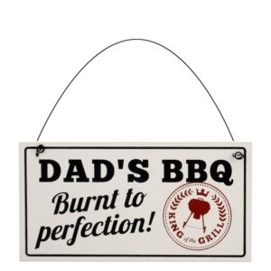 Dad's BBQ Burnt To Perfection Wooden Hanging Plaque