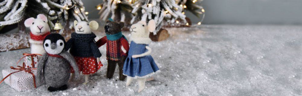 Felted Wool Mouse with Blue Dress Hanging Decoration, 14 cm - Gisela Graham - Image 2