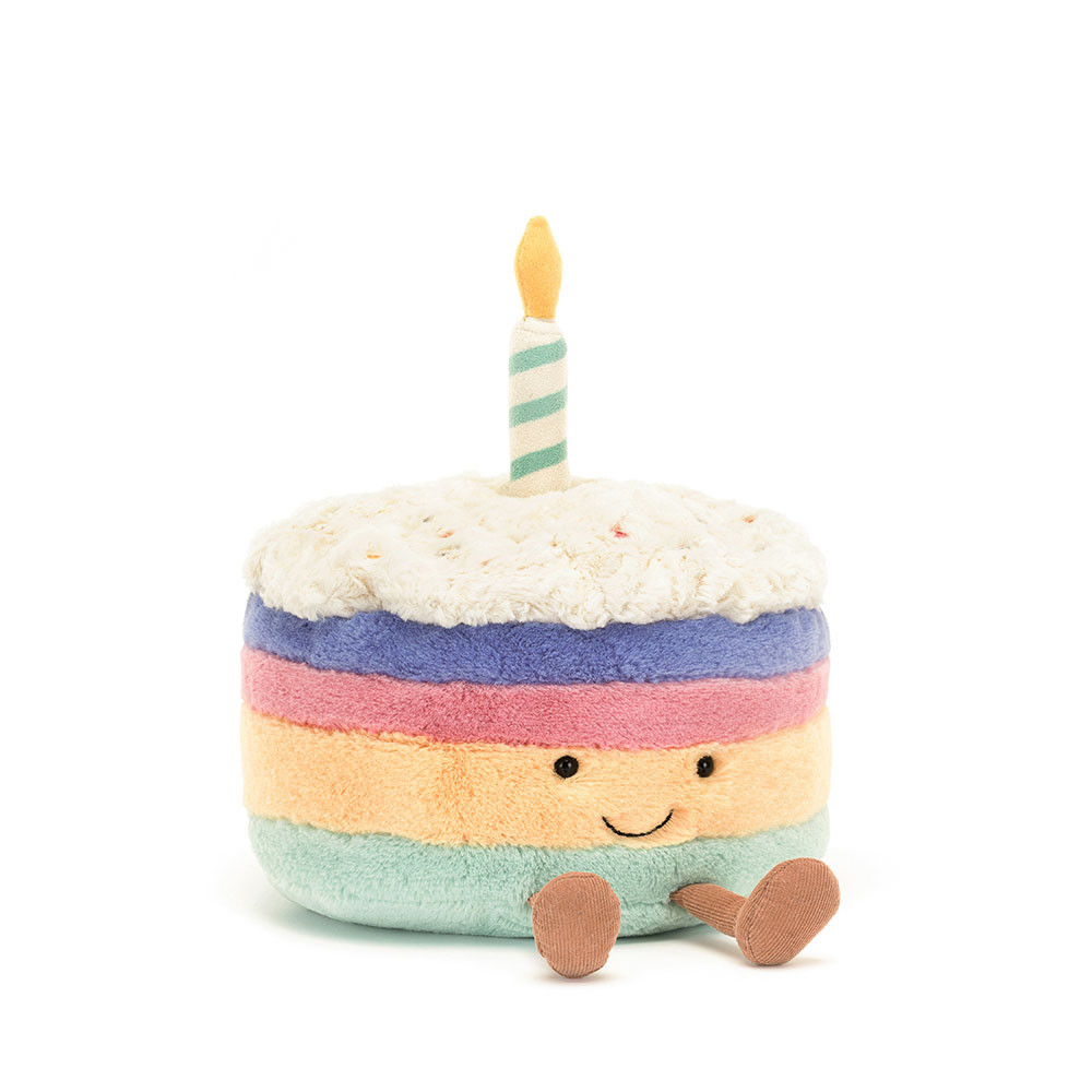 Jellycat Amuseables Rainbow Birthday Cake - Medium, 15x15x15xcm