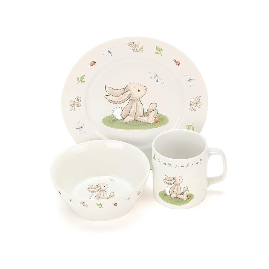 Jellycat Bashful Bunny Bowl, Cup & Plate Set