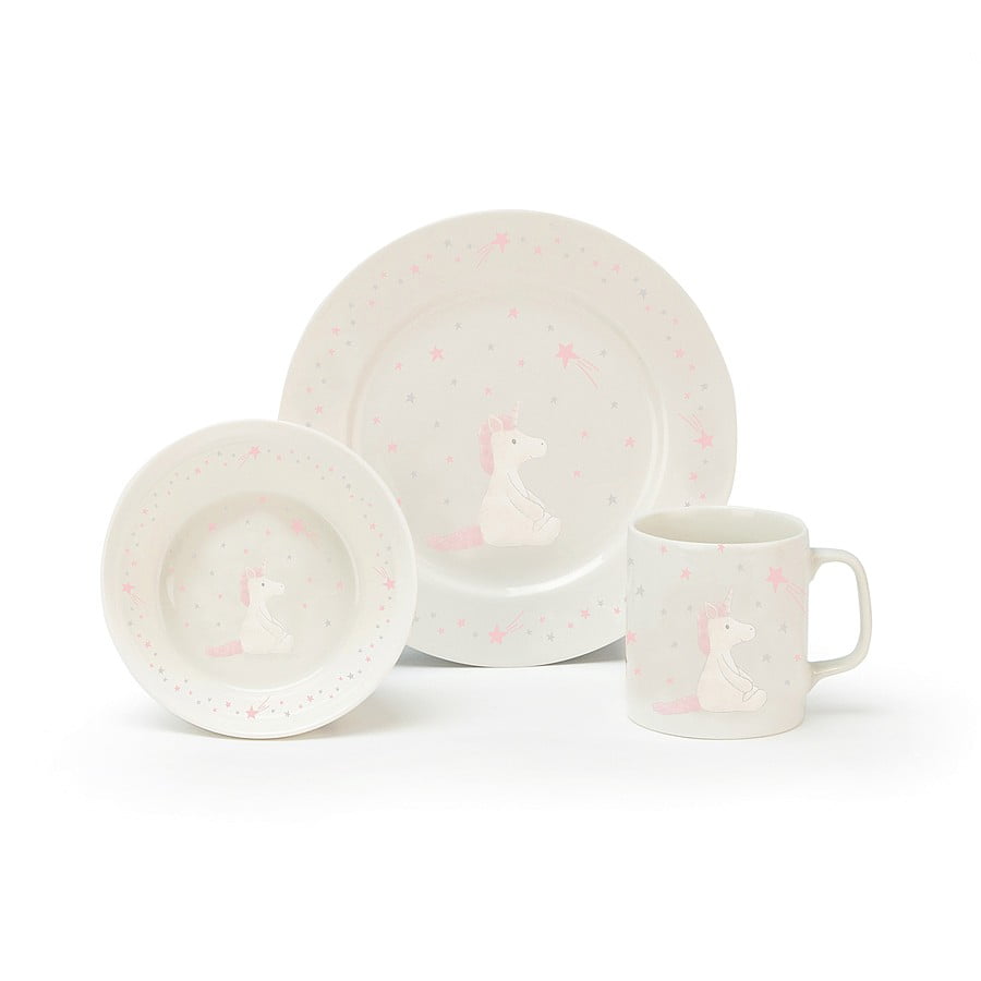 Jellycat Bashful Unicorn Bowl, Cup & Plate Set - Image 2
