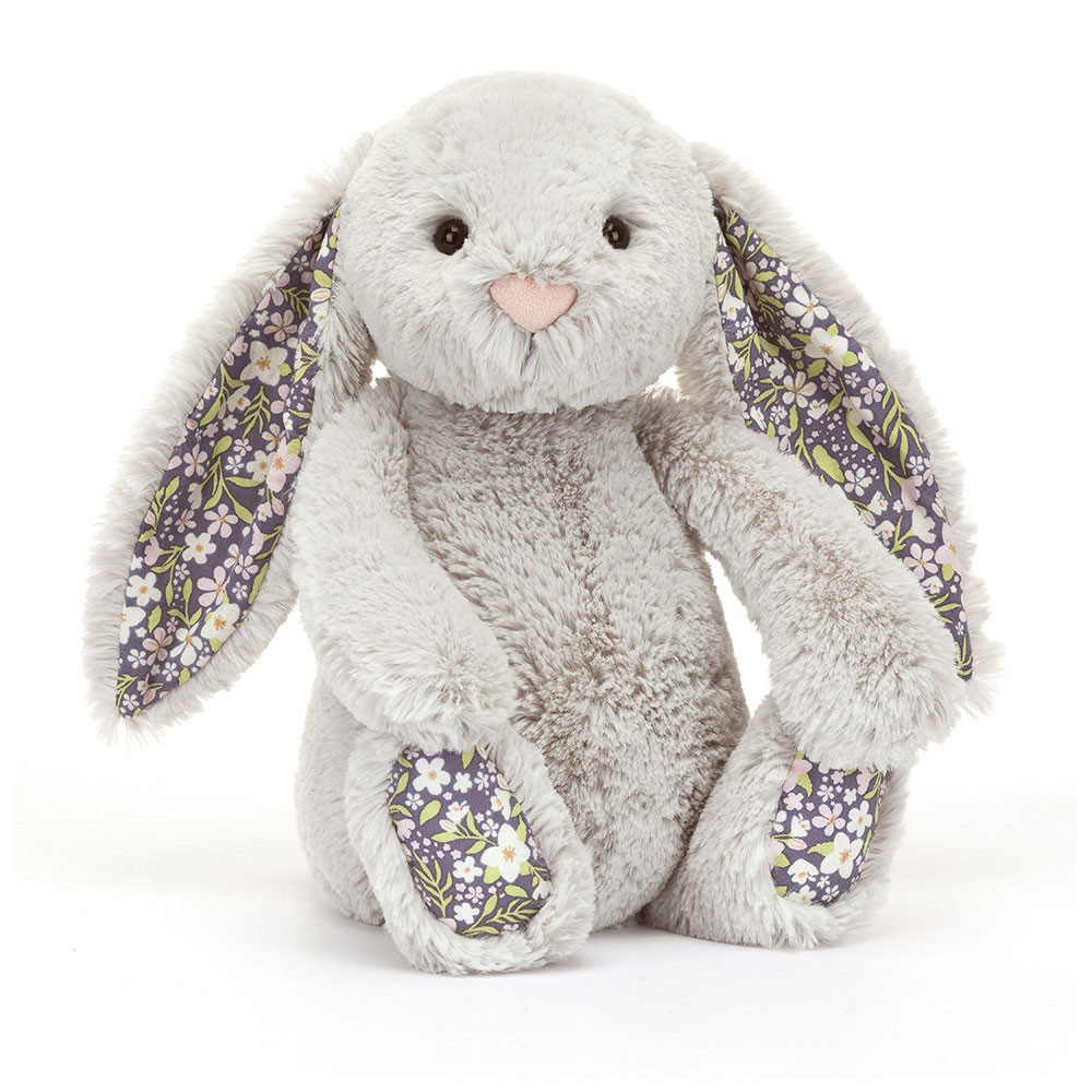 Jellycat Blossom Silver Bunny 'Bloom' - Medium 31cm x 12cm x 9cm