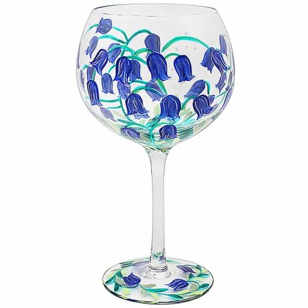 Hand Painted Bluebell Flower Gin Glass