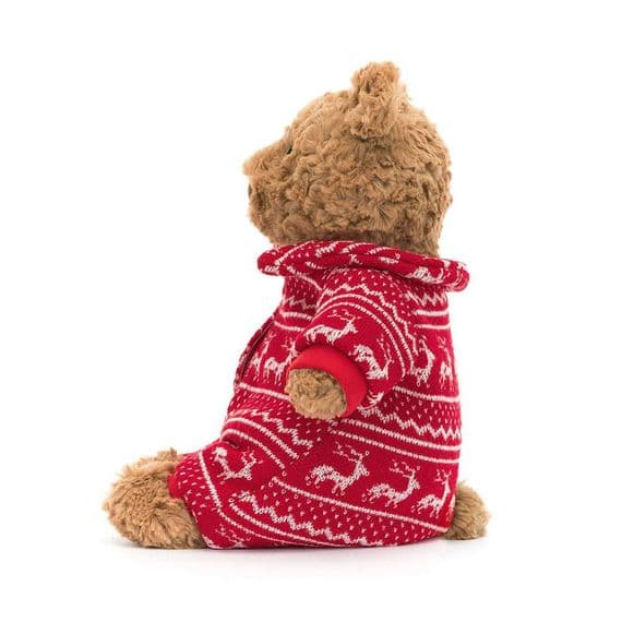 Jellycat Bartholomew Bear in Winter Pajamas - Medium, 26x12x8cm - Image 2
