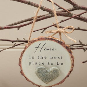 'Home Is the Best Place To Be' Rustic Bark Hanging Pebble Plaque - Langs