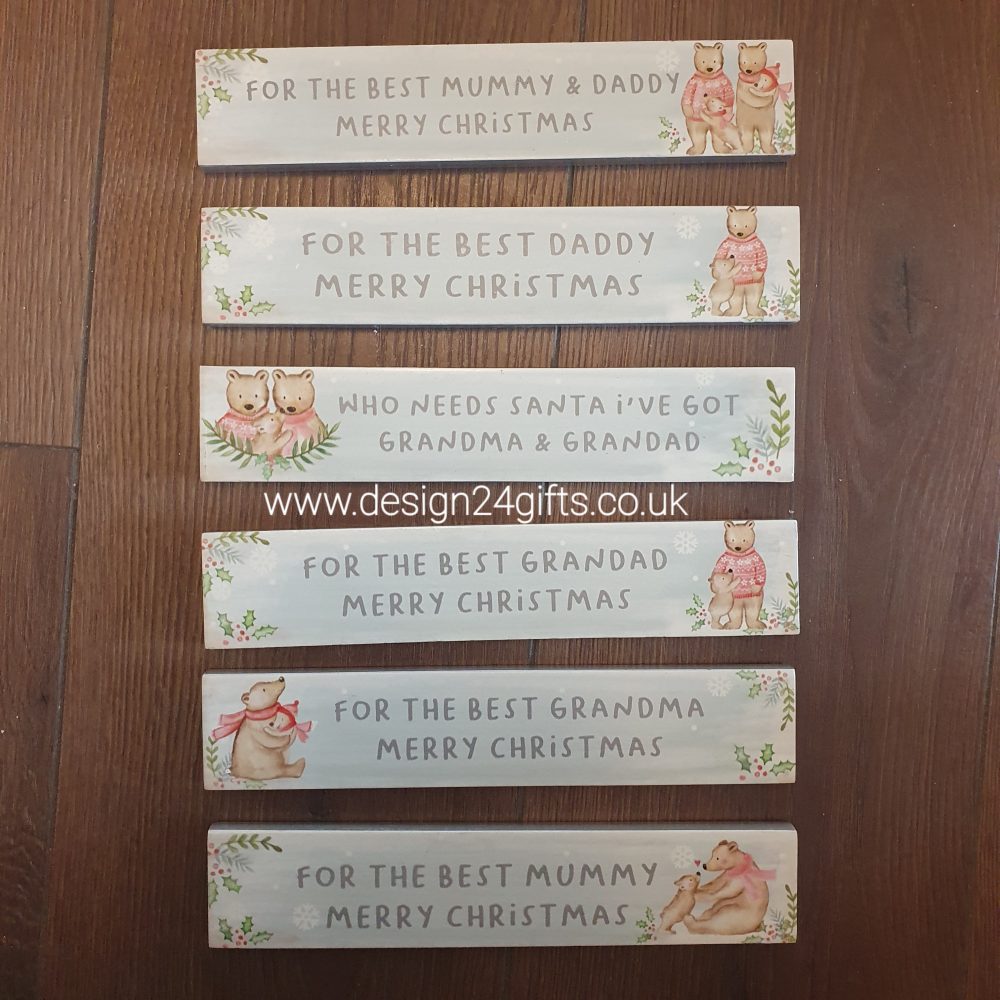 Christmas Bear Standing Block Plaque 'For The Best Grandma Merry Christmas' - Langs - Image 2