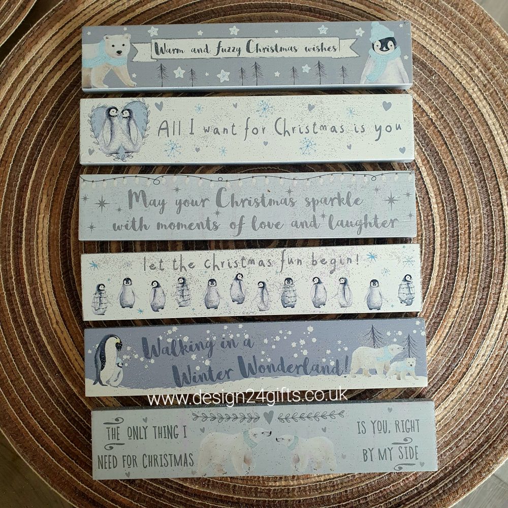 Polar Bears 'The Only Thing I Need This Christmas Is You Right by My Side' Winter Glitter Standing Block Plaque - Langs - Image 2