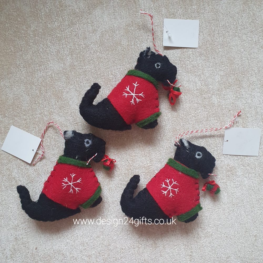 Felt Scottie Dog With Jumper Hanging Decoration - Langs